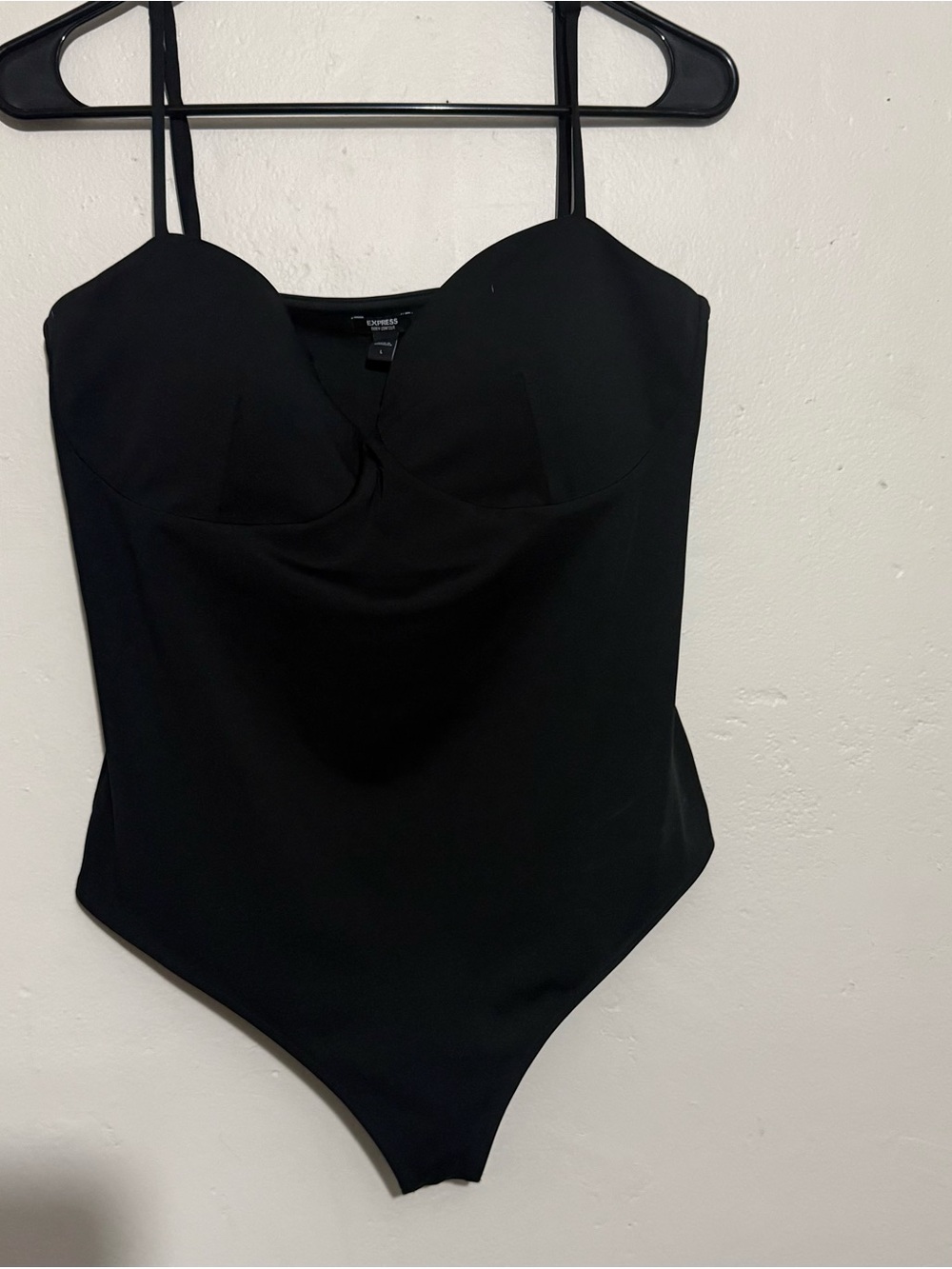 Express Black Body Contour Bodysuit with Thin Straps